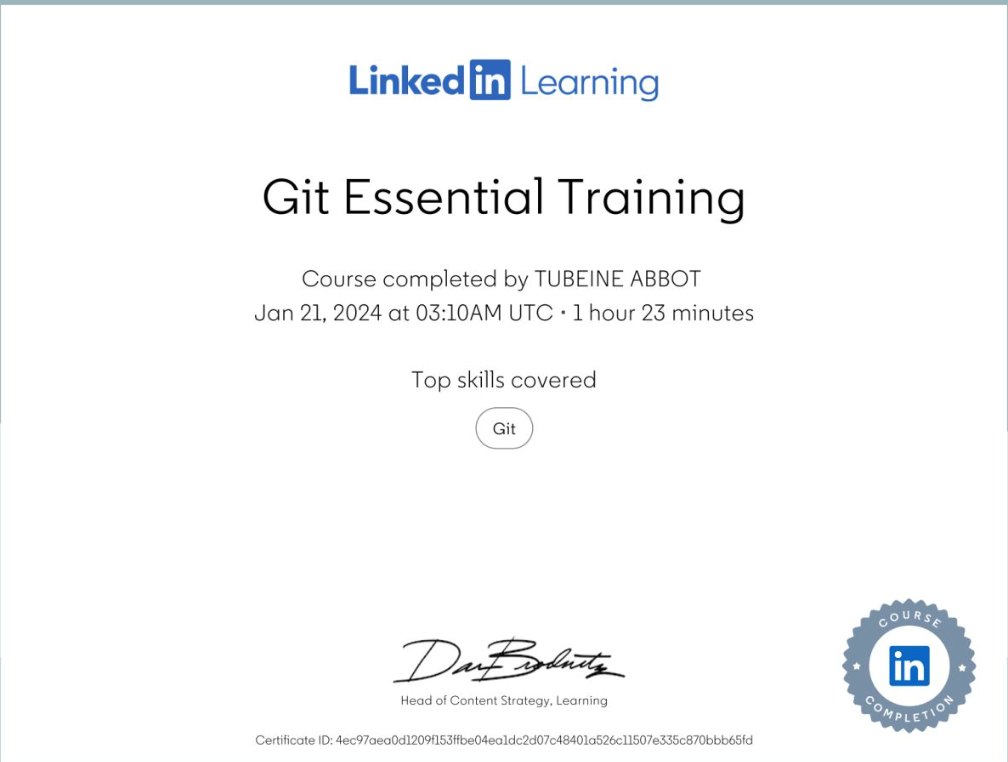 Git Essential Training Certificate