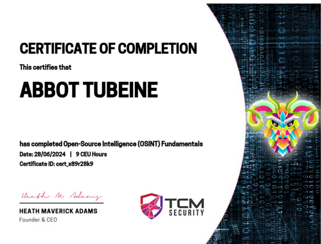 Open-Source Intelligence (OSINT) Fundamentals Certificate